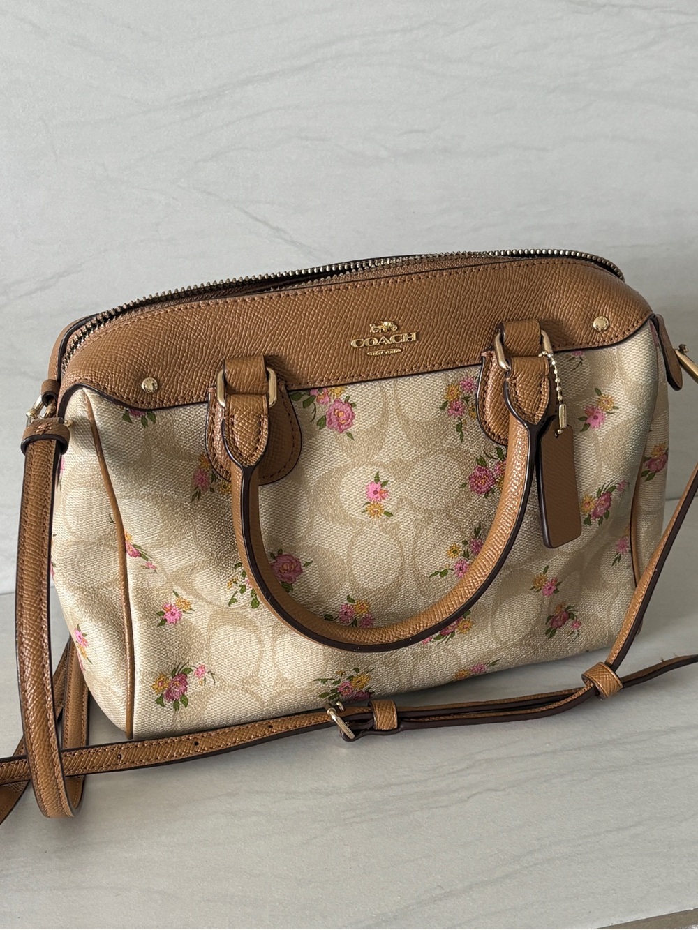 Coach Mini Bennett Satchel in Signature Canvas Daisy Bundle Print